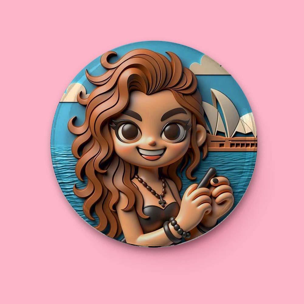 Badge Magnétique De Réfrigérateur Photo Personnalisé En 3d Avec Dessin Animé - 