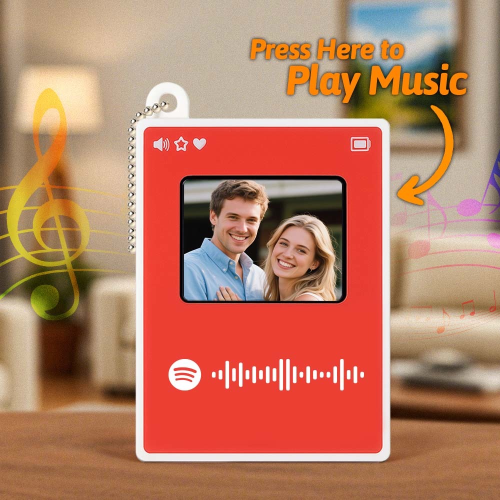 Porte-clés Photo Personnalisé Avec Mini Lecteur De Chansons - 