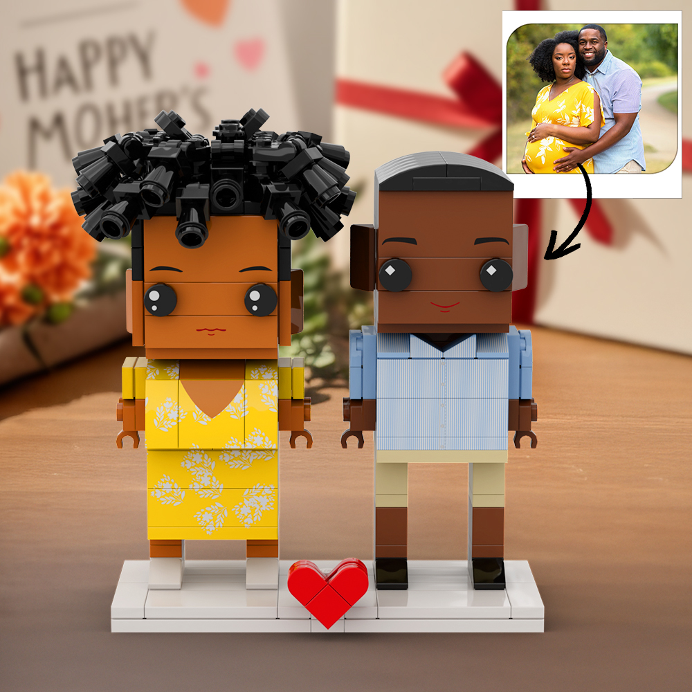 Figurines De Grossesse En Briques Personnalisées Pour 2 Personnes - 