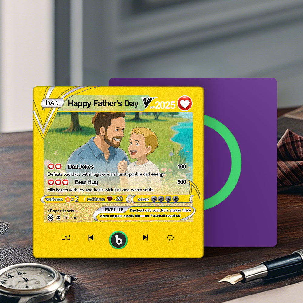 Aimant De Réfrigérateur Personnalisé Avec Photo Et Musique, Style Carte Monstre Animé, Fridgebeats, Aimant De Chanson Personnalisé, Cadeau De Fête Des Pères Pour Papa - 