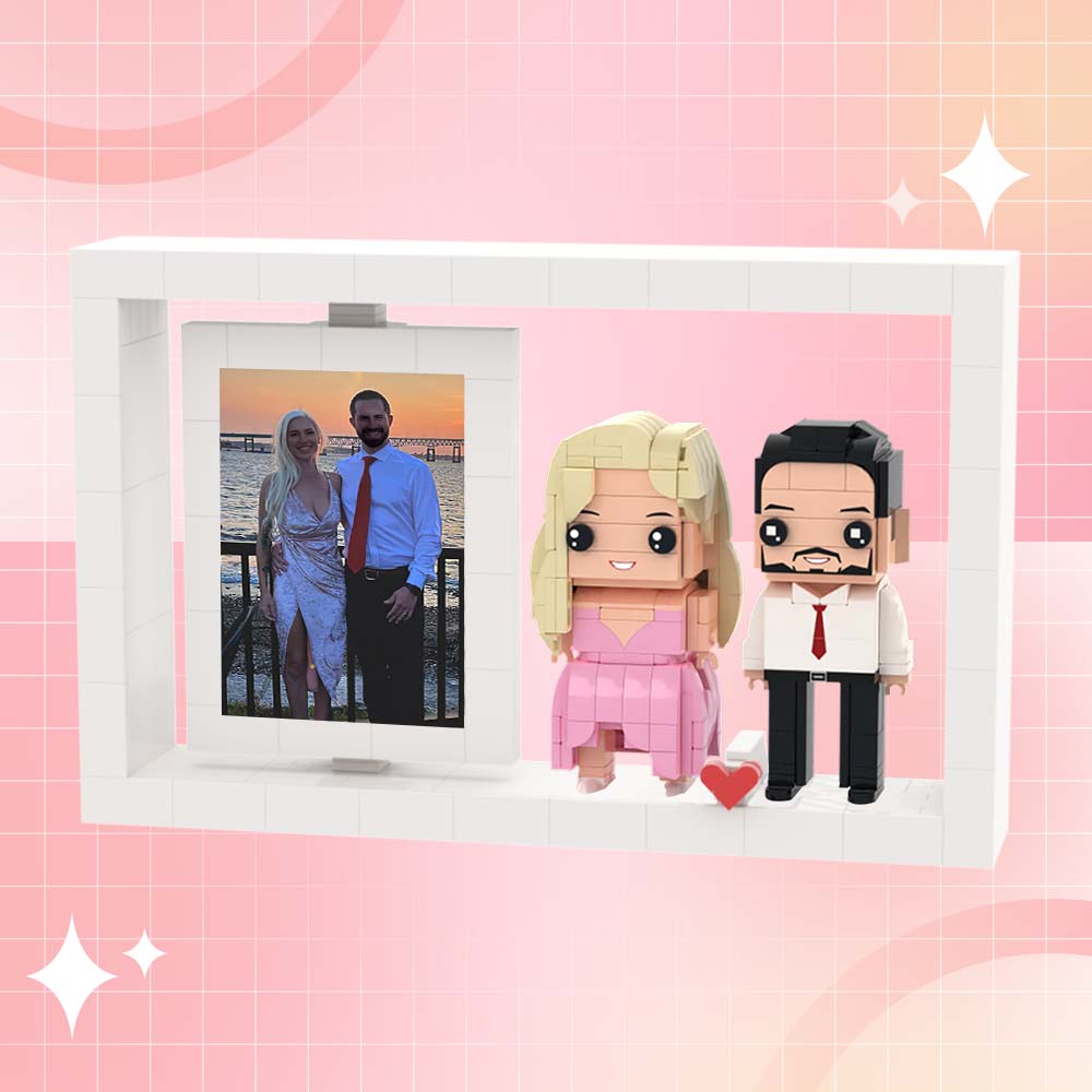 Souvenirs personnalisables pour 2 personnes,Jouets en Briques Personnalisés personnalisées, cadre Photo, petit bloc de particules, figurines Me, cadeaux personnalisés