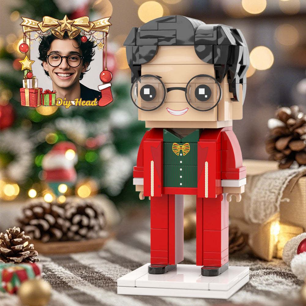 Tête De Bricolage Personnalisée En Brique, Costume De Noël Classique Pour Homme, Meilleur Cadeau De Noël Pour Les Couples - minebrickfr