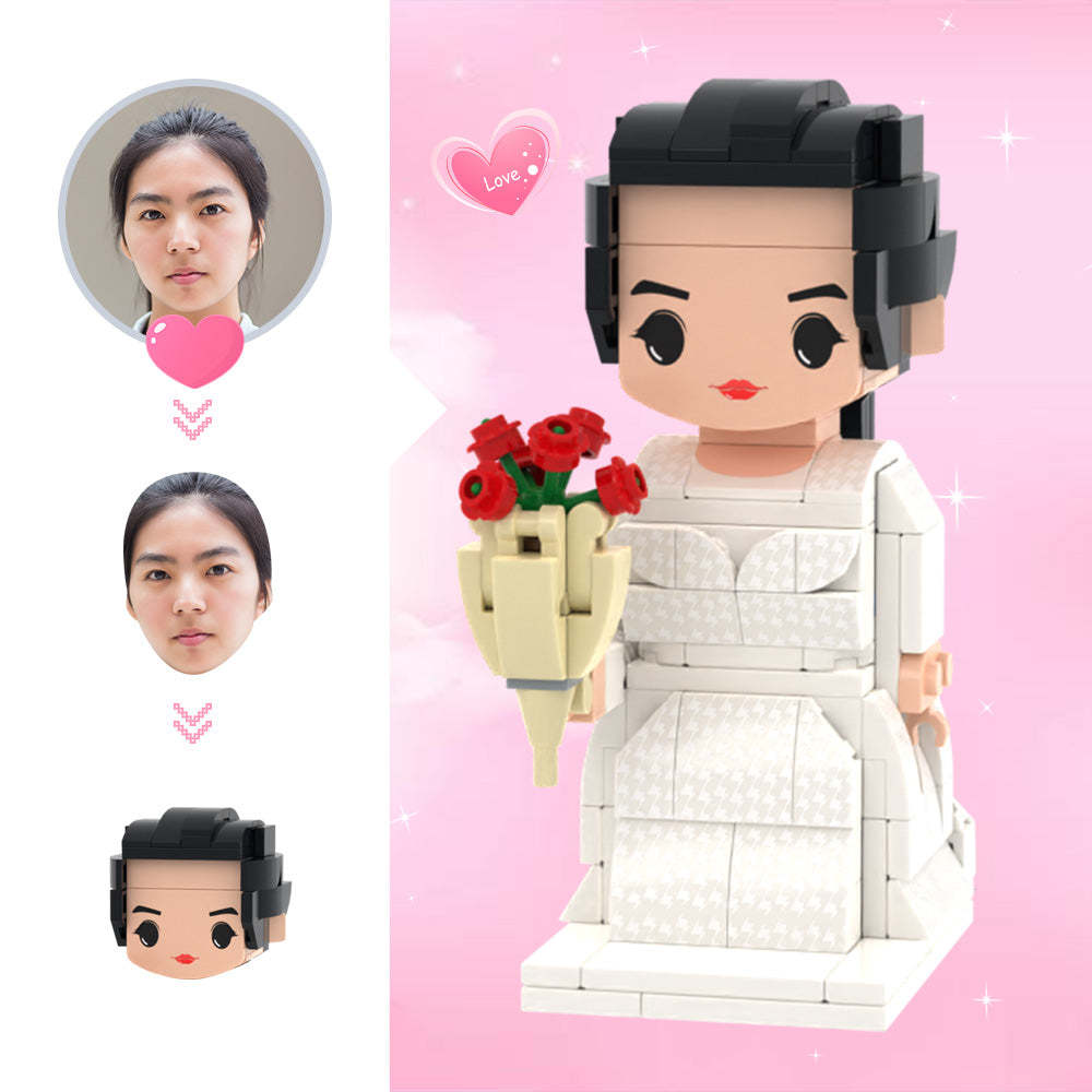 Chiffres de brique de tête mignons personnalisés Chiffres de brique personnalisés 1 personnes Mariée avec des chiffres de brique de roses