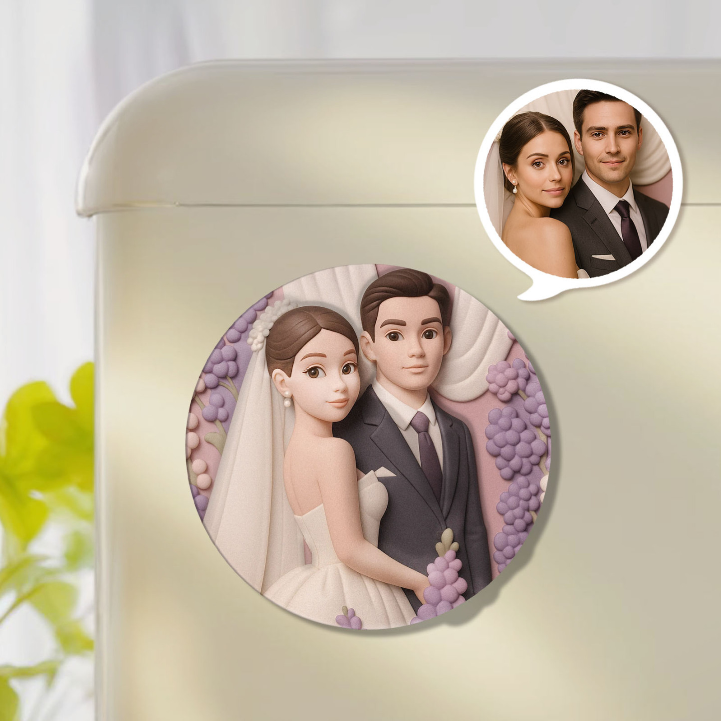 Badge Magnétique De Réfrigérateur Photo Personnalisé En 3d Avec Dessin Animé - 