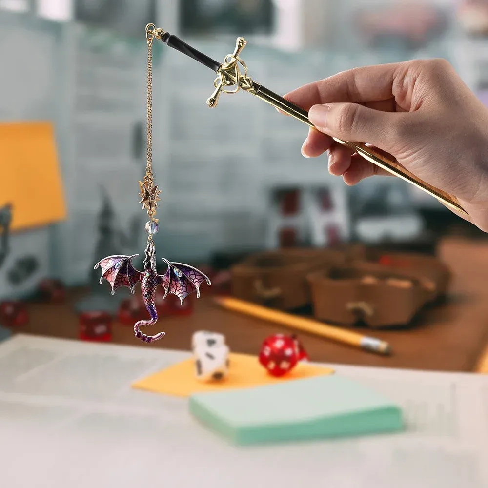Marque-page Personnalisé En Forme D'épée De Dragon – Breloque En Métal Avec Nom Personnalisé, Motif Dragon Ailé Fantastique, Cadeau Pour Les Amoureux Des Livres - 