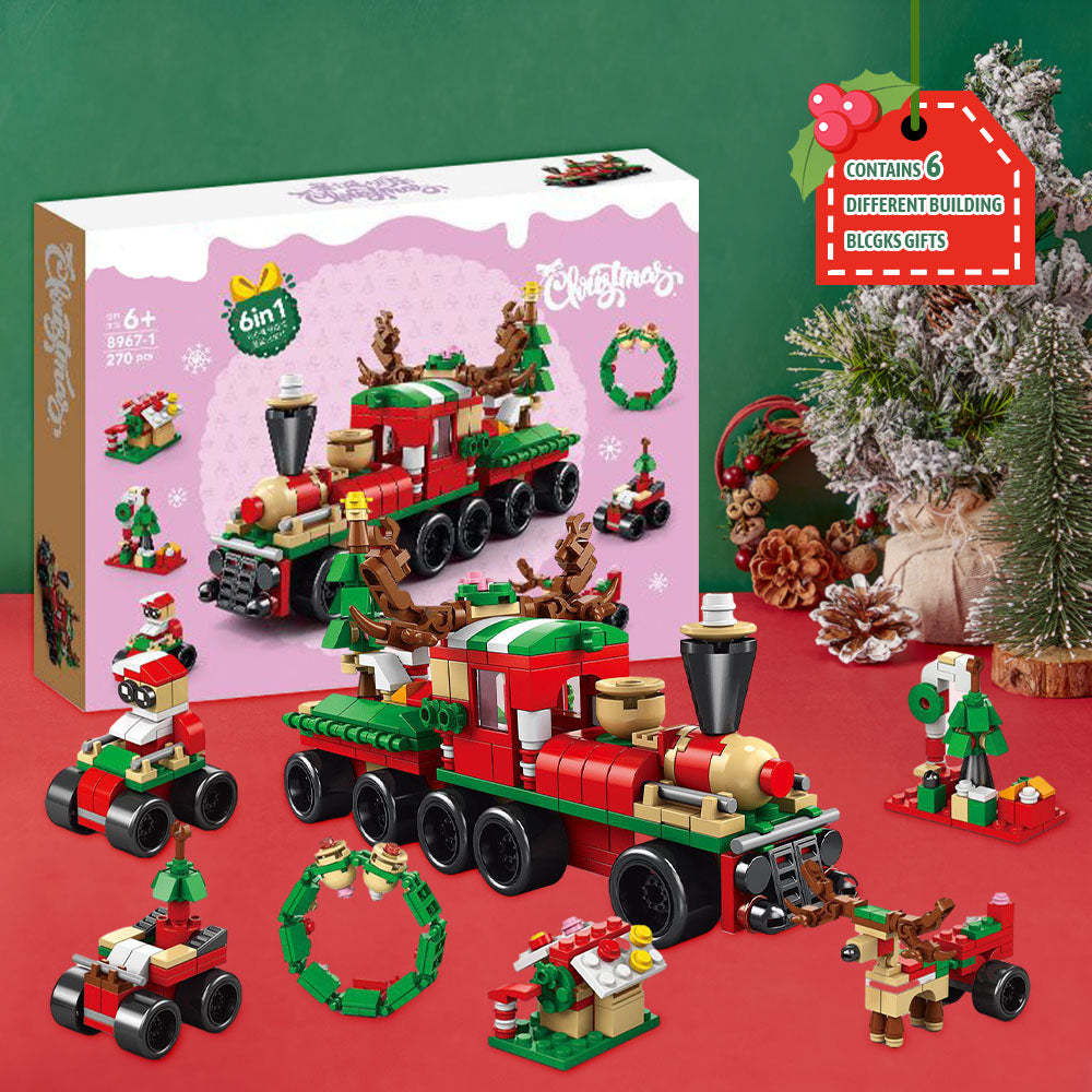 Figurines De Train De Noël En Brique, Boîte Aveugle Surprise 6 En 1, Boîte Cadeau - minebrickfr