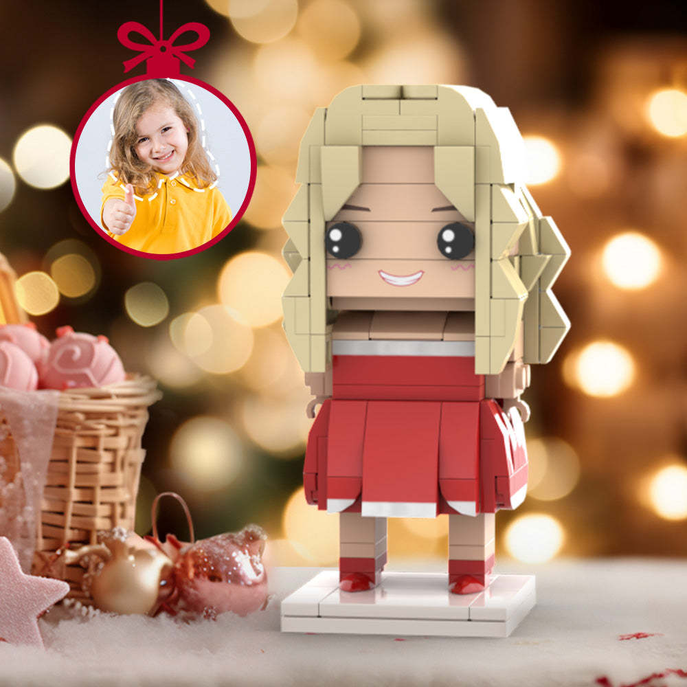 Cadeaux De Noël Figurines De Brique De Tête Personnalisées Figurines De Brique Personnalisées Avec Robe De Noël Jouet De Bloc De Petites Particules - minebrickfr