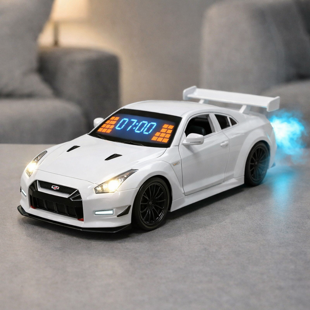 Réveil Hypercar Avec Son De Moteur, Effet D'échappement Et Lumières Led – Cadeau De Bureau Pour Les Passionnés De Voitures - 