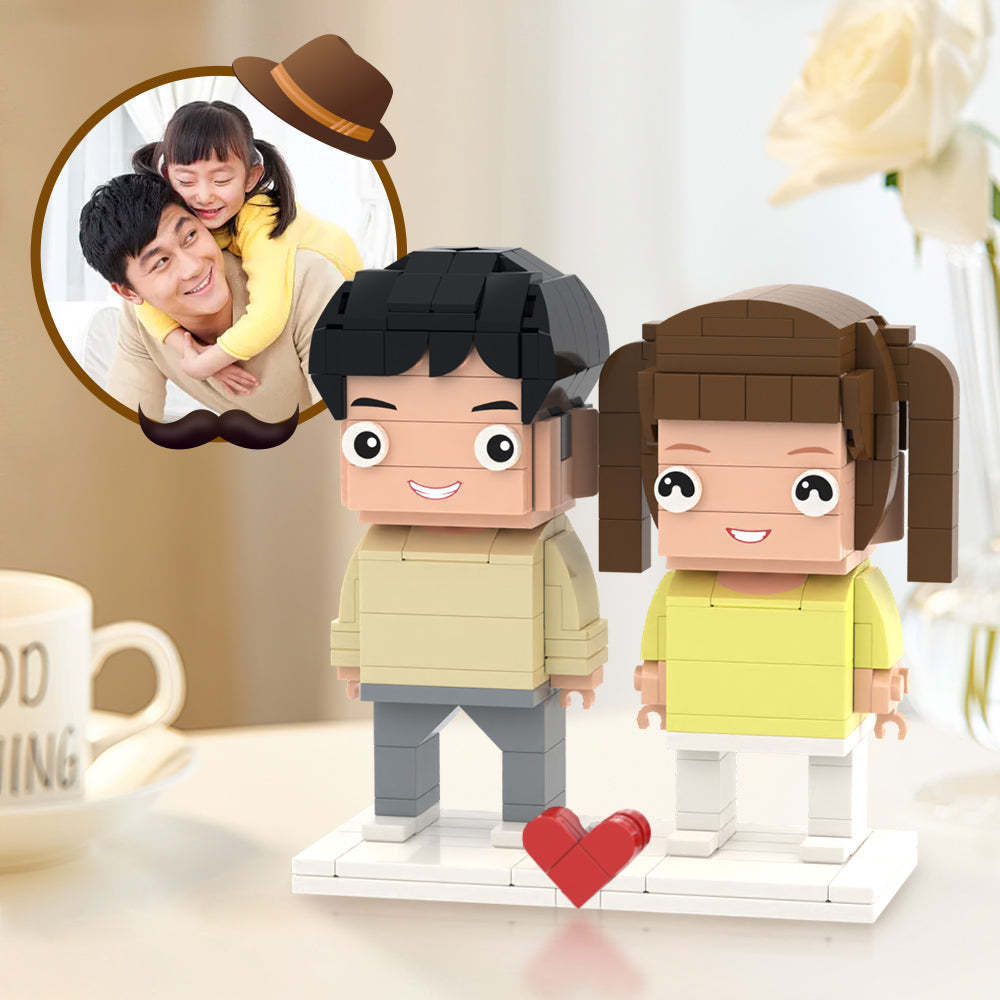 Cadeaux de fête des pères,Jouets en Briques Personnalisés personnalisées pour 2 personnes, jouet en bloc de petites particules