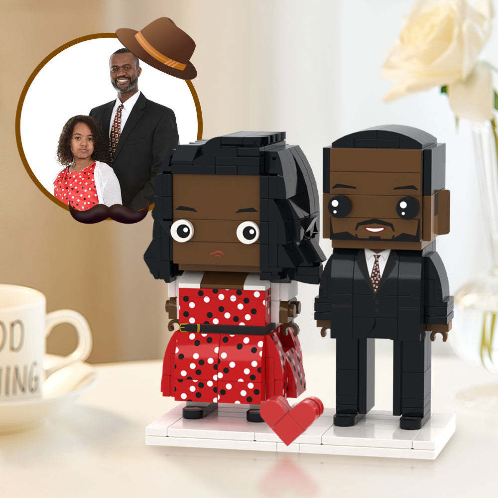 Cadeaux pour papa,Jouets en Briques Personnalisés entièrement personnalisées pour 2 personnes, jouet en bloc de petites particules