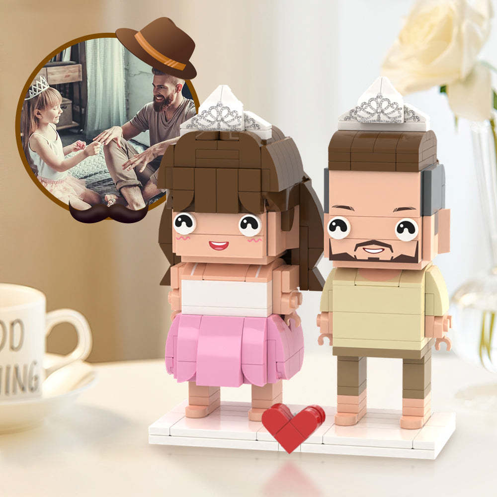Cadeaux pour père,Jouets en Briques Personnalisés personnalisées pour 2 personnes, jouet en bloc de petites particules