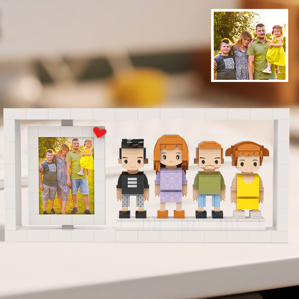 Figurines En Briques Personnalisées Pour 4 Personnes, Cadre Photo, Jouet Universel En Plastique Emboîtable, Décoration D'intérieur, Cadeau Pour La Famille