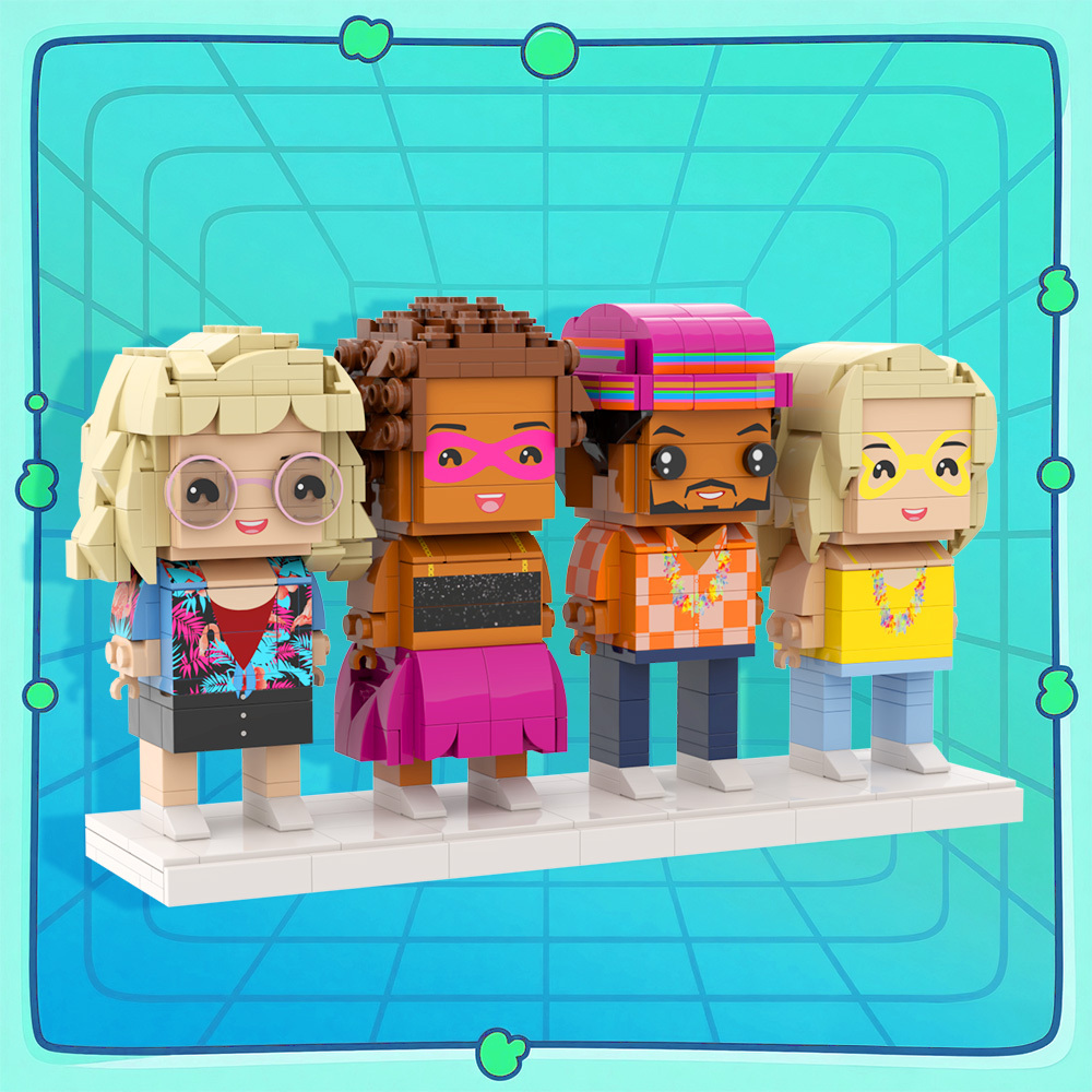 Figurines Personnalisées En Briques Pour 4 Personnes, Corps Entier, Cadeau Créatif Pour Les Meilleures Amies - 