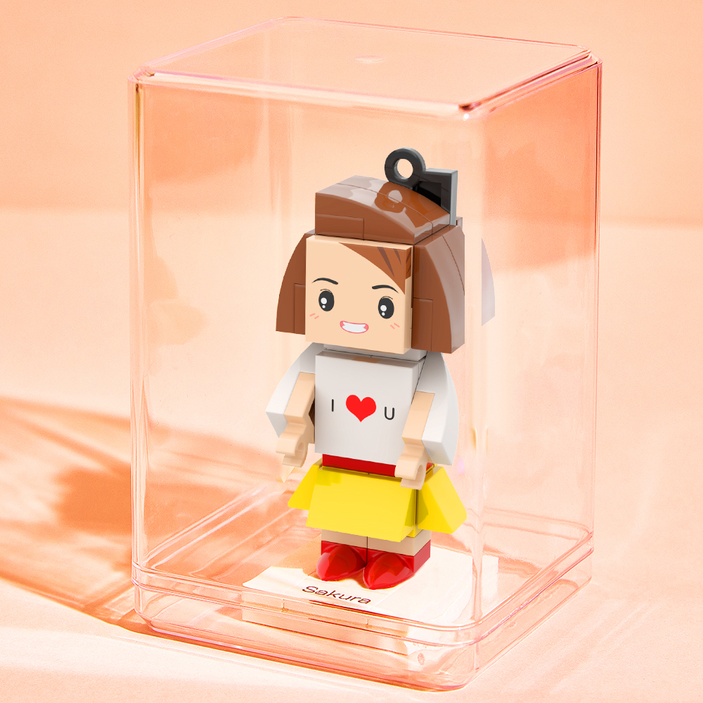 Figurine De Brique De Tête Personnalisée I Love U, Mini Figurines De Brique Personnalisées, Porte-clés En Petits Blocs De Particules - 