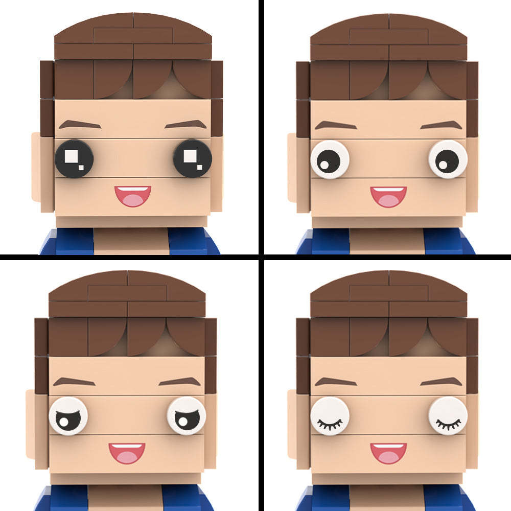 Figurines Birck, accessoires pour les yeux remplaçables, yeux fermés. Yeux à moitié ouverts. Les yeux ouverts. - MineBrick