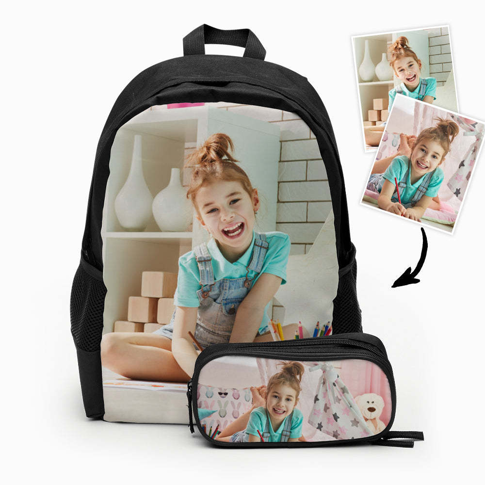 Ensemble Sac À Dos Et Trousse Photo Personnalisés Pour La Rentrée Scolaire - 