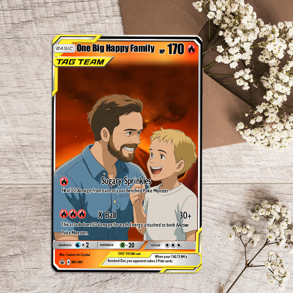 Carte Pokémon Tag Team Personnalisée, Portrait De Couple Animé, Cadeau Lgbtq, Art Mignon Assorti - 