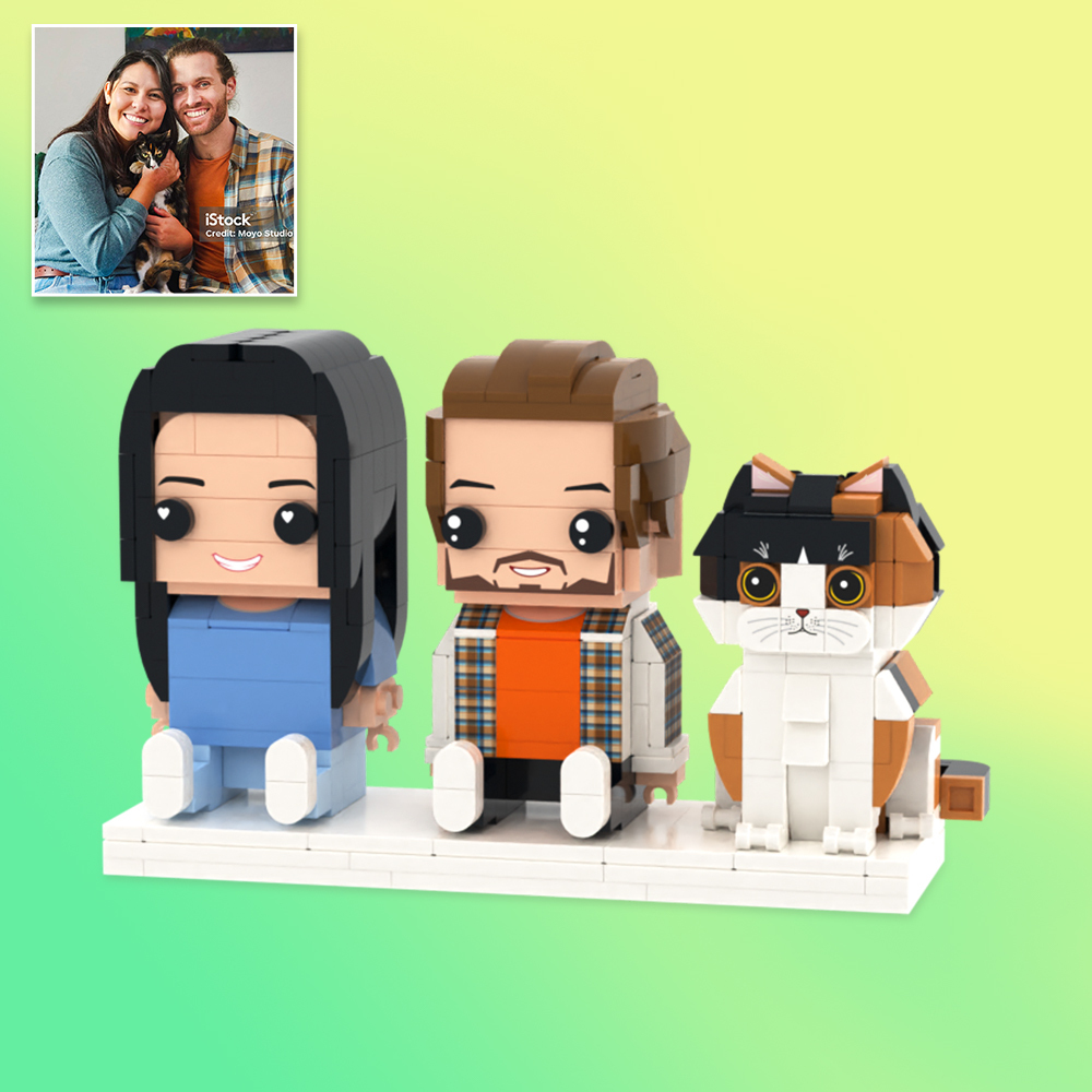 Personalized  Full Body Sitting Brick Figures Custom 2 People Brick Figures Universal Interlocking Plastic Toy Christmas Gift - 