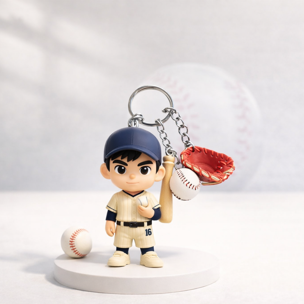 Porte-clés Figurine 3d Personnalisée Avec Photo - Mini Figurine Personnalisée À Partir De Votre Photo - Porte-clés Joueur De Baseball 3d Personnalisé - Cadeau Pour Les Fans - Souvenir Des Jours De Match - Amateurs De Sport - 