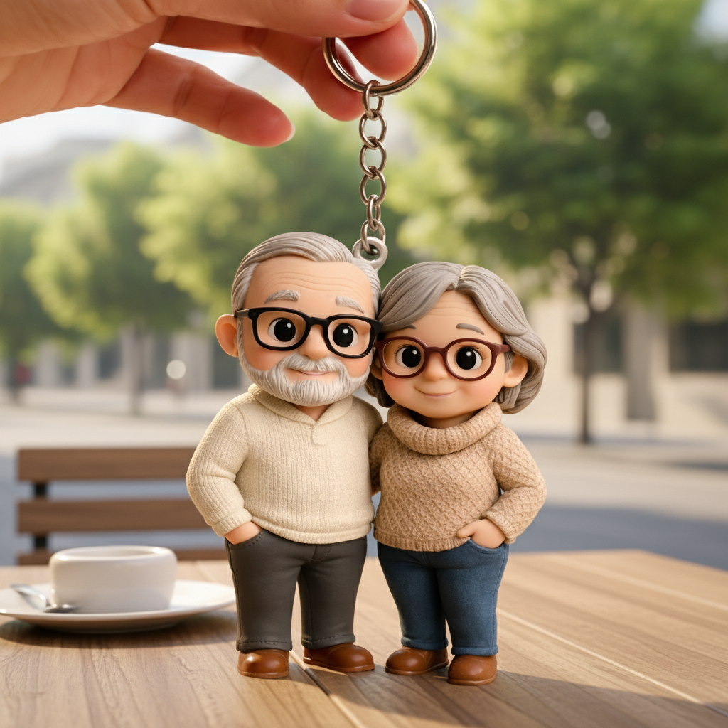 Porte-clés 3d Personnalisé Avec Figurine De Couple À Partir D'une Photo. Figurine Chibi Miniature Personnalisée, Cadeau Idéal Pour Un Anniversaire, Un Mariage, Un Anniversaire De Mariage, La Famille Ou Les Amoureux. - 