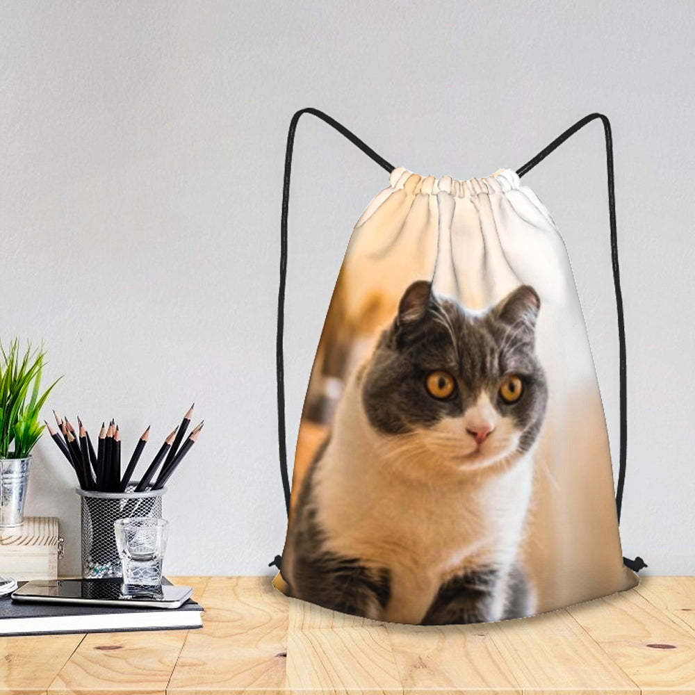 Cadeaux De Rentrée Scolaire : Sac De Sport Personnalisé Avec Cordon De Serrage Et Photo, Sac Pour Animaux De Compagnie, Cadeau Pour Les Amoureux Des Animaux - 