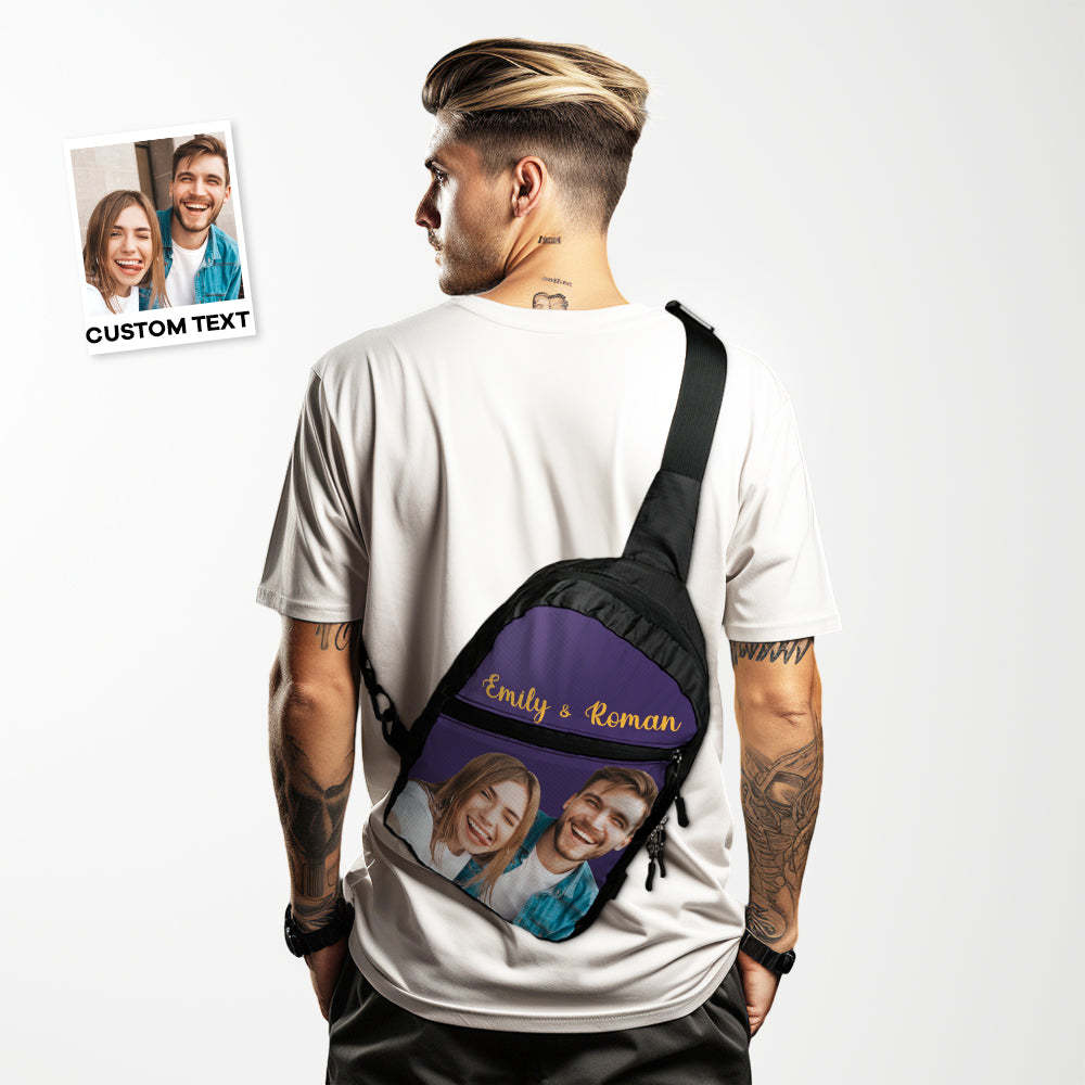 Sac De Poitrine Fonctionnel Personnalisé Avec Photo Pour Homme, Sac Streetwear, Texte Personnalisé, Sac Ceinture Noir Pour Femme, Sac À Bandoulière - 