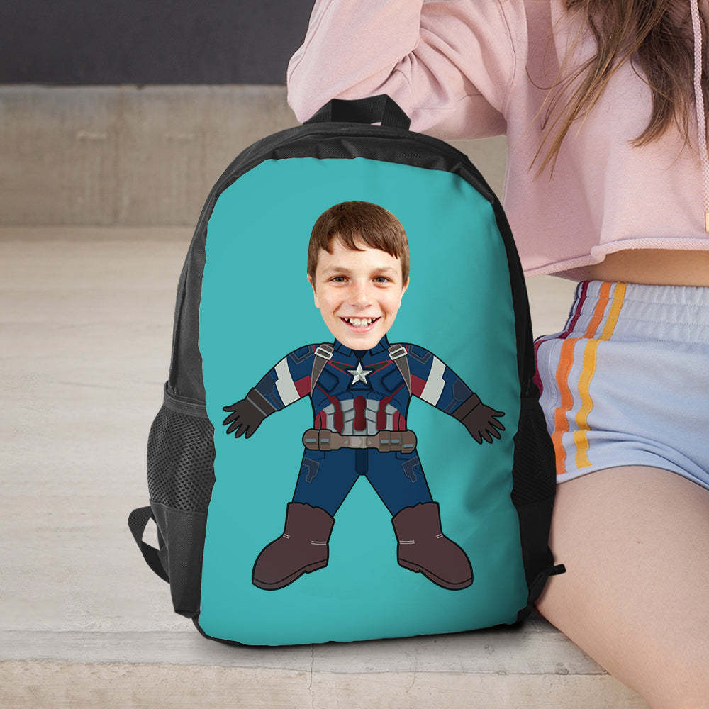 Sacs À Dos Personnalisables Super Captain American Minime, Cadeaux De Rentrée Scolaire Pour Enfants Et Garçons - 