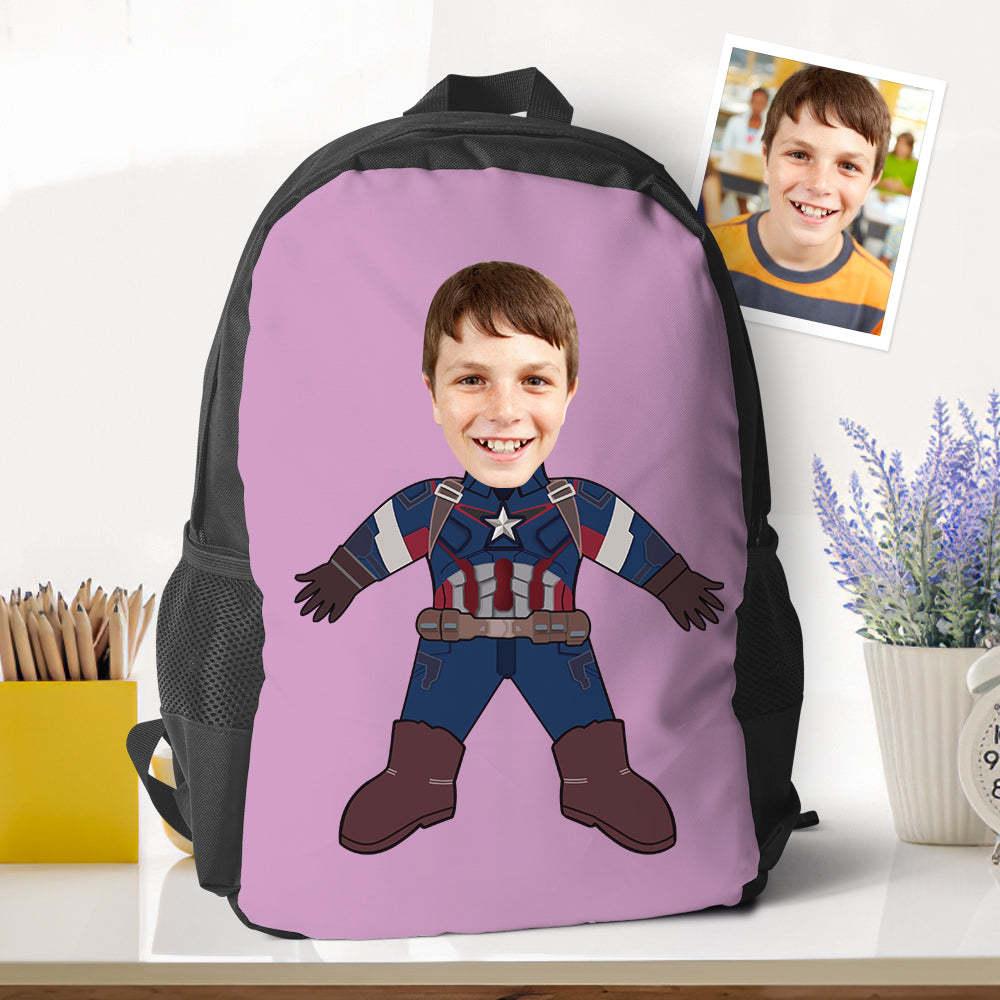 Sacs À Dos Personnalisables Super Captain American Minime, Cadeaux De Rentrée Scolaire Pour Enfants Et Garçons - 