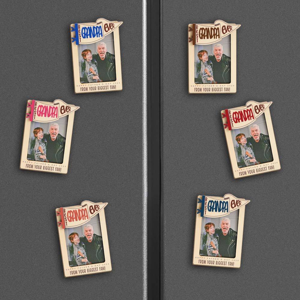 Aimant Photo Pour Réfrigérateur, Cadeau Pour La Fête Des Pères, Cadeau Pour Papa, Cadre Photo Personnalisé, Grand-parent - 