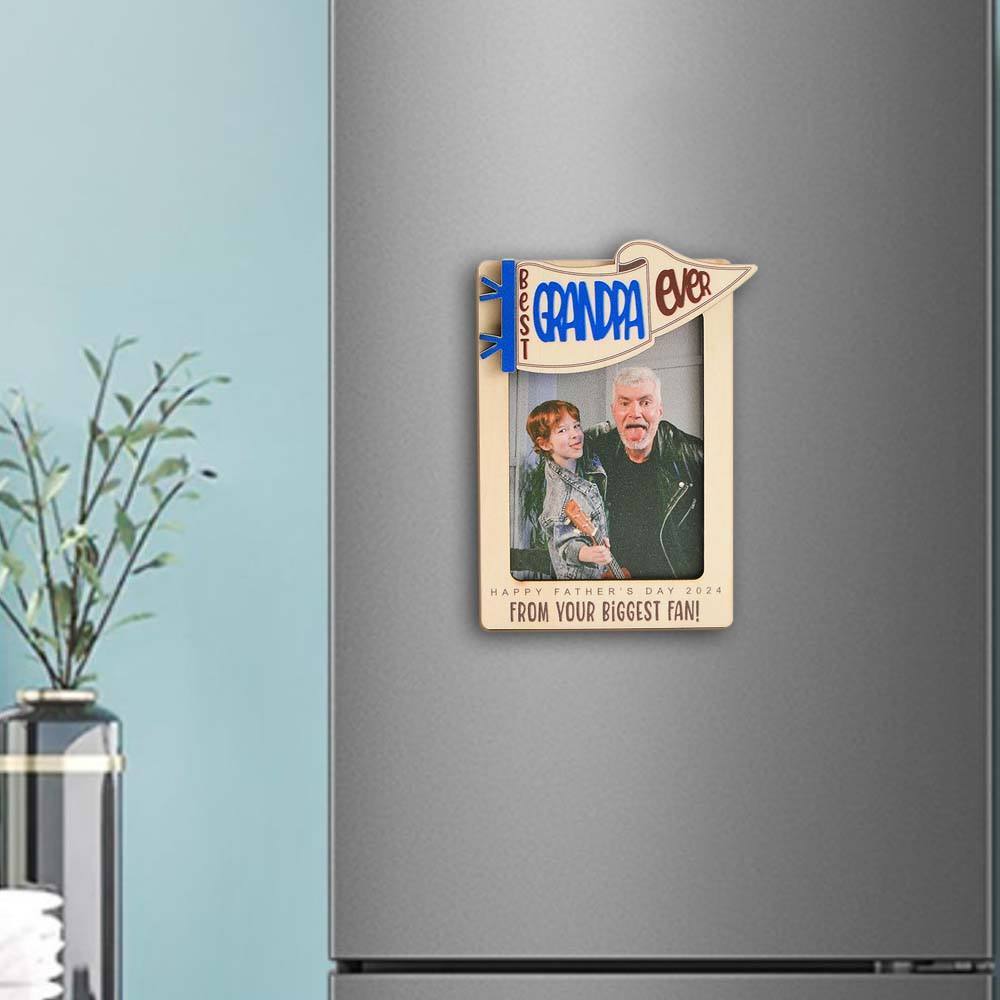 Aimant Photo Pour Réfrigérateur, Cadeau Pour La Fête Des Pères, Cadeau Pour Papa, Cadre Photo Personnalisé, Grand-parent - 