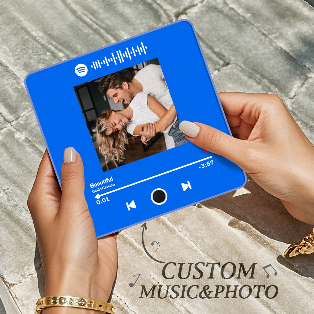 Aimant De Réfrigérateur Photo Personnalisé Spotify Music Sticker Mural Photo Personnalisé Aimant De Réfrigérateur Musical Pouvant Lire Des Chansons - 