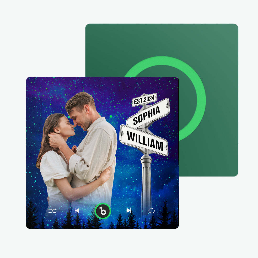 Aimant De Réfrigérateur Personnalisé Avec Musique, Style Plaque De Rue, Cadeau Idéal Pour Les Amoureux, Mise À Niveau 4.0 - 