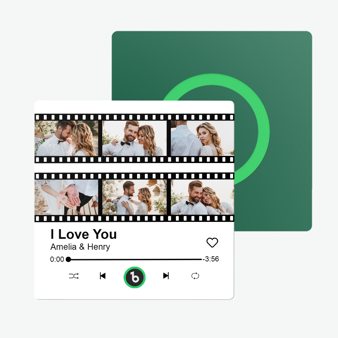 Aimants De Réfrigérateur Personnalisés Pour Album Musical, Aimant Photo Personnalisé De Style Film Pour Réfrigérateur, Peut Jouer Une Chanson, Aimants D'images Personnalisables, Aimant De Chanson De Mémoire, Cadeau De Mariage Pour La Saint-valentin - 
