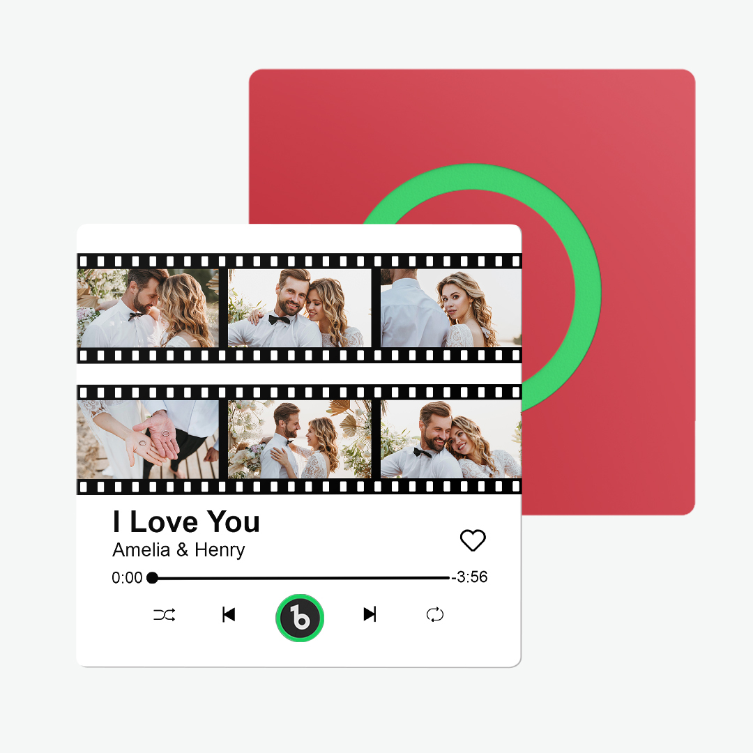 Aimants De Réfrigérateur Personnalisés Pour Album Musical, Aimant Photo Personnalisé De Style Film Pour Réfrigérateur, Peut Jouer Une Chanson, Aimants D'images Personnalisables, Aimant De Chanson De Mémoire, Cadeau De Mariage Pour La Saint-valentin - 
