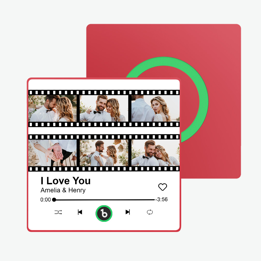 Aimants De Réfrigérateur Personnalisés Pour Album Musical, Aimant Photo Personnalisé De Style Film Pour Réfrigérateur, Peut Jouer Une Chanson, Aimants D'images Personnalisables, Aimant De Chanson De Mémoire, Cadeau De Mariage Pour La Saint-valentin - 