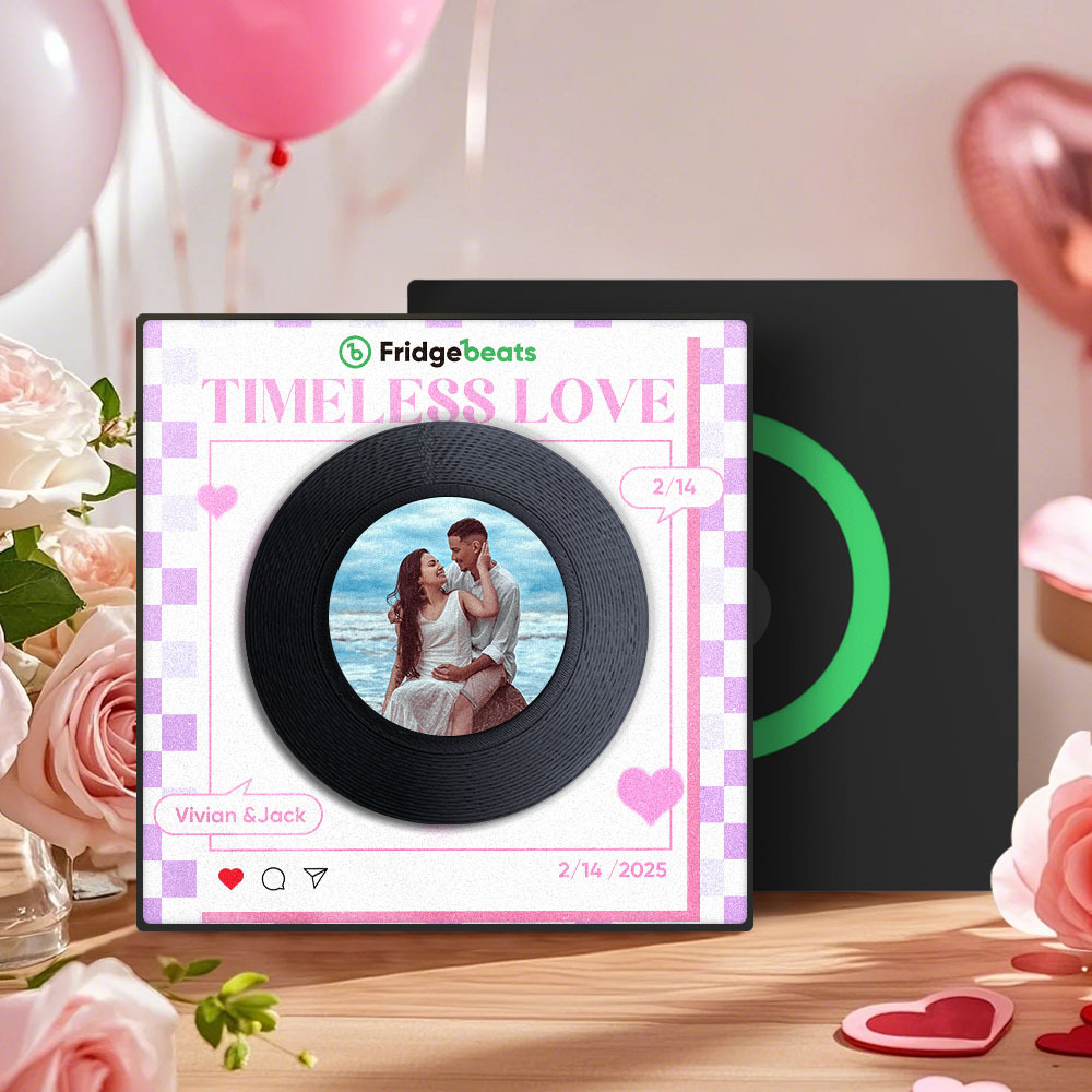 Aimant De Réfrigérateur Personnalisé Avec Musique Et Photo, Aimant De Réfrigérateur En Forme De Cœur Rose Personnalisé, Cadeau Pour Couple - 