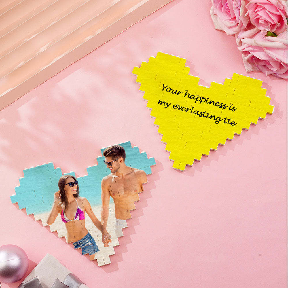 Brique De Construction Personnalisée Avec Code Musical, Bloc Photo Personnalisé En Forme De Cœur, Cadeau De Saint-valentin - 