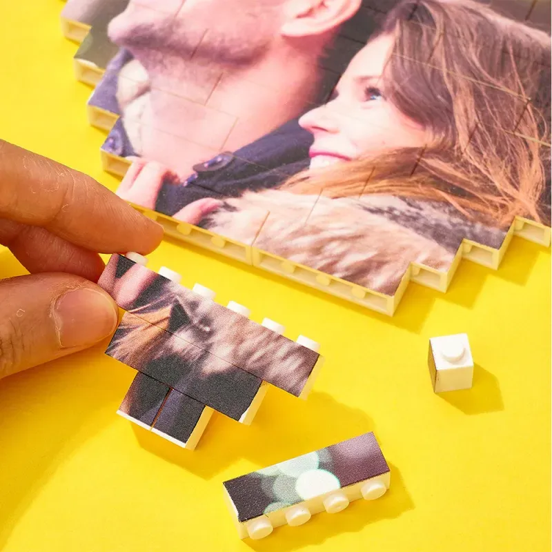Cadeau D'anniversaire De Mariage : Brique De Construction Personnalisée En Forme De Cœur Avec Photo. - 
