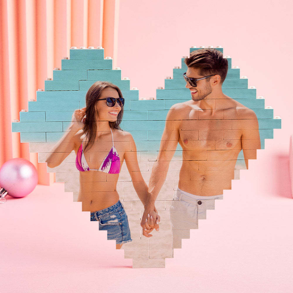 Brique De Construction Personnalisée Avec Code Musical, Bloc Photo Personnalisé En Forme De Cœur, Cadeau De Saint-valentin - 