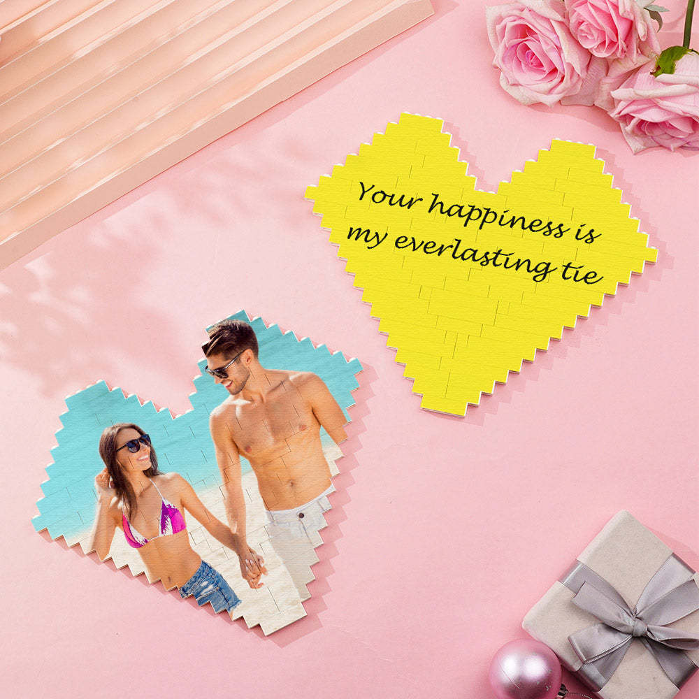 Brique De Construction Personnalisée Avec Code Musical, Bloc Photo Personnalisé En Forme De Cœur, Cadeau De Saint-valentin - 