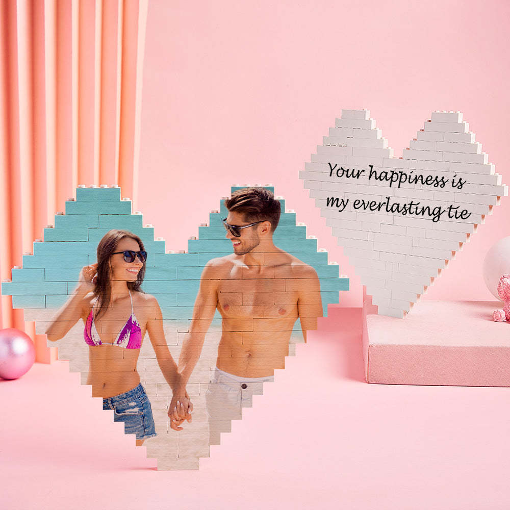Brique De Construction Personnalisée Avec Code Musical, Bloc Photo Personnalisé En Forme De Cœur, Cadeau De Saint-valentin - 