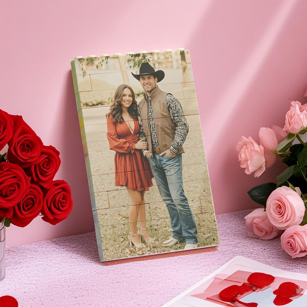 Cadre Photo Personnalisé En Briques Rectangulaires, Avec Code Musical Et Texte, Idéal Pour La Saint-valentin. Cadeau Parfait Pour La Saint-valentin. - 