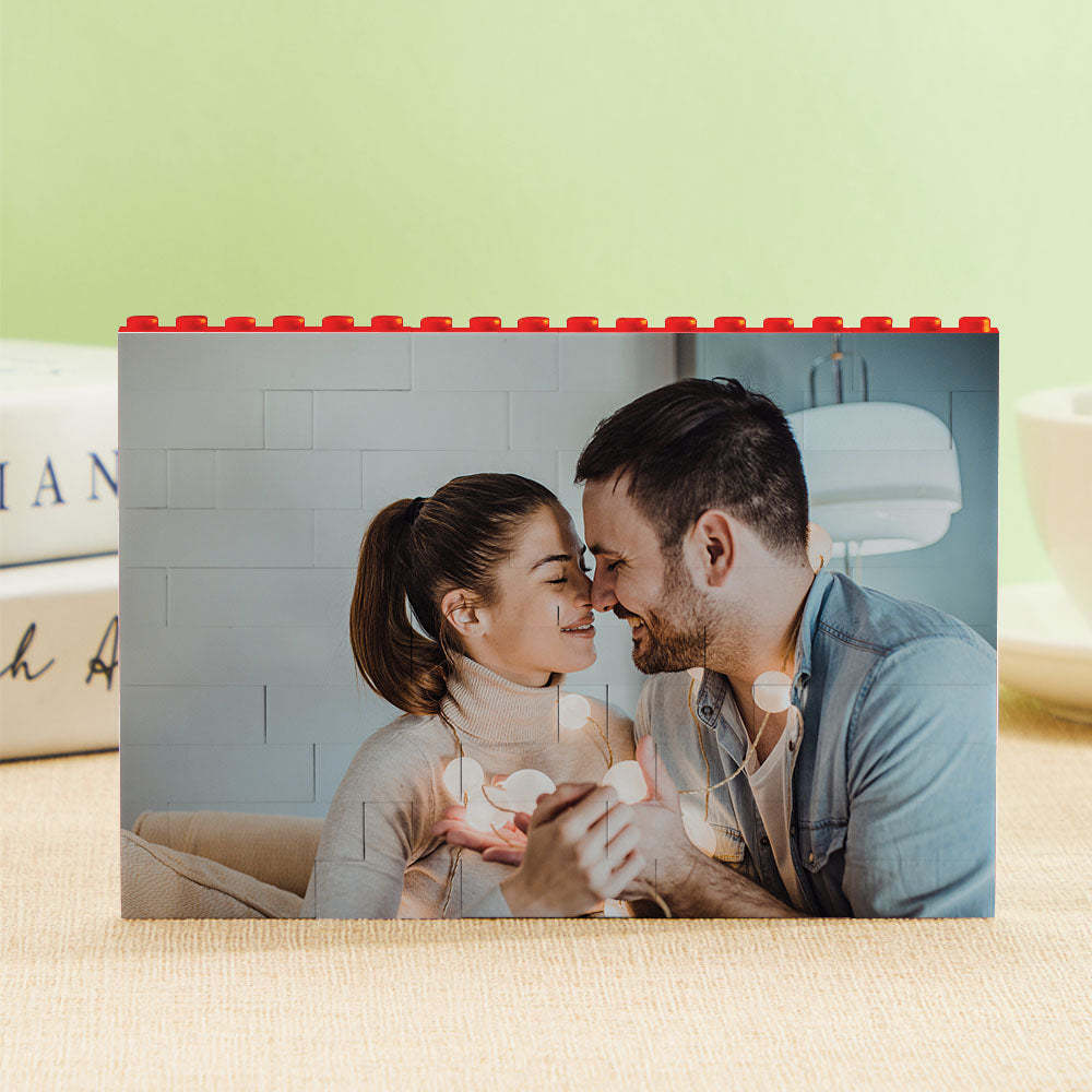 Bloc Photo Personnalisé Horizontal Multicolore En Briques De Construction - Cadeau De Noël - 