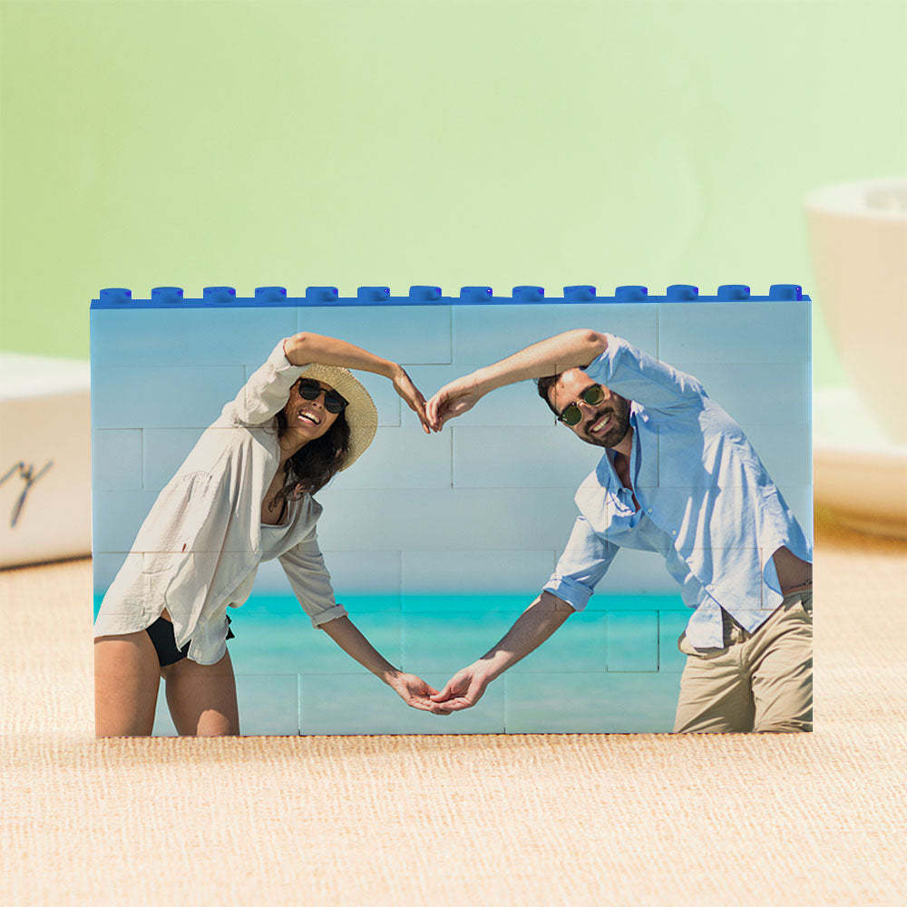 Bloc Photo Personnalisé Horizontal Multicolore En Briques De Construction - Cadeau De Noël - 