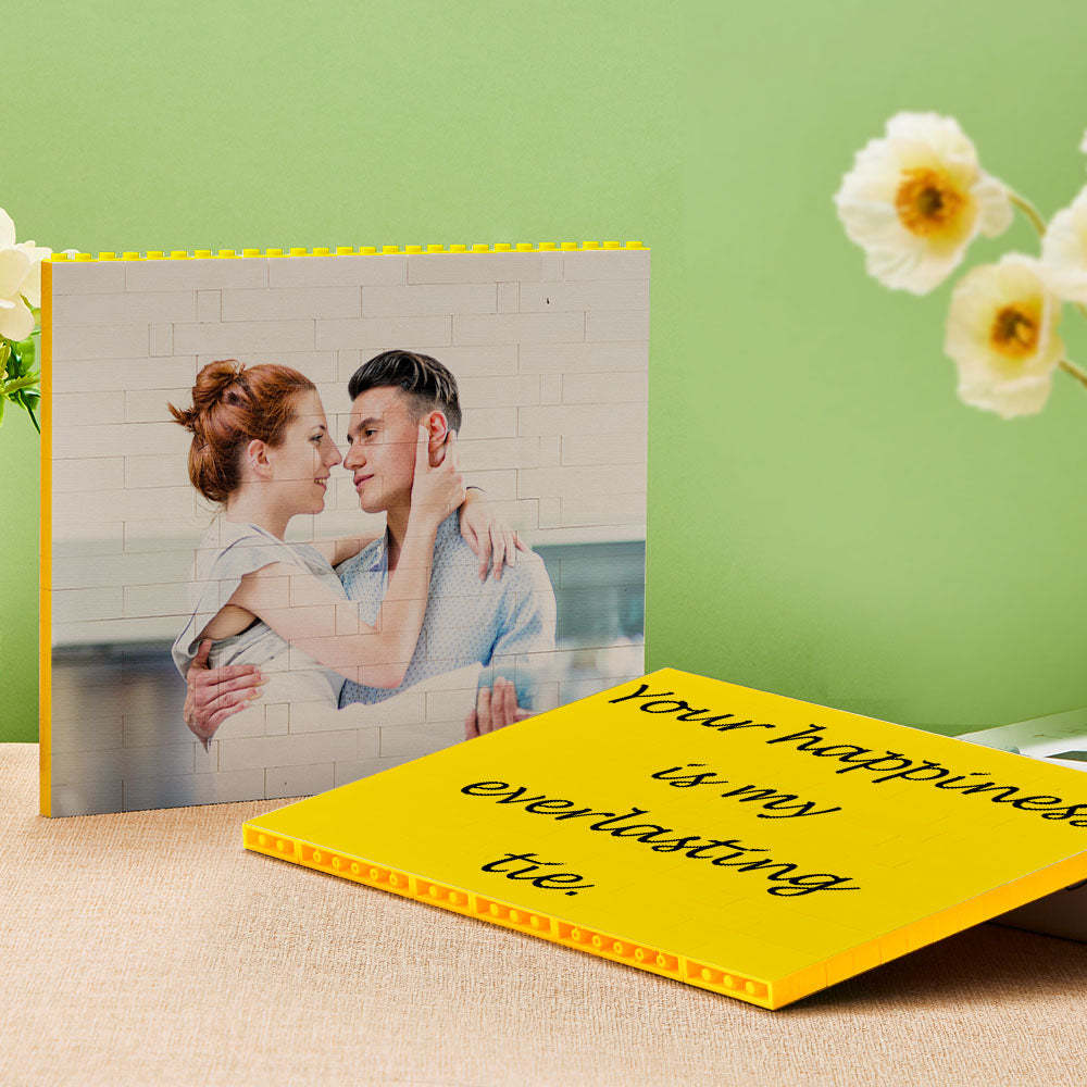 Bloc Photo Personnalisé Horizontal Multicolore En Briques De Construction - Cadeau De Noël - 