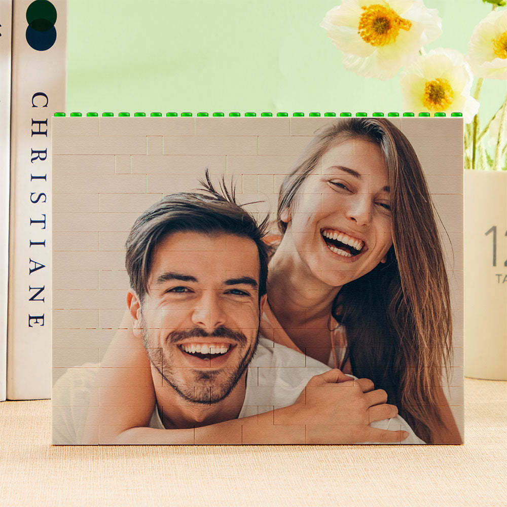 Bloc Photo Personnalisé Horizontal Multicolore En Briques De Construction - Cadeau De Noël - 