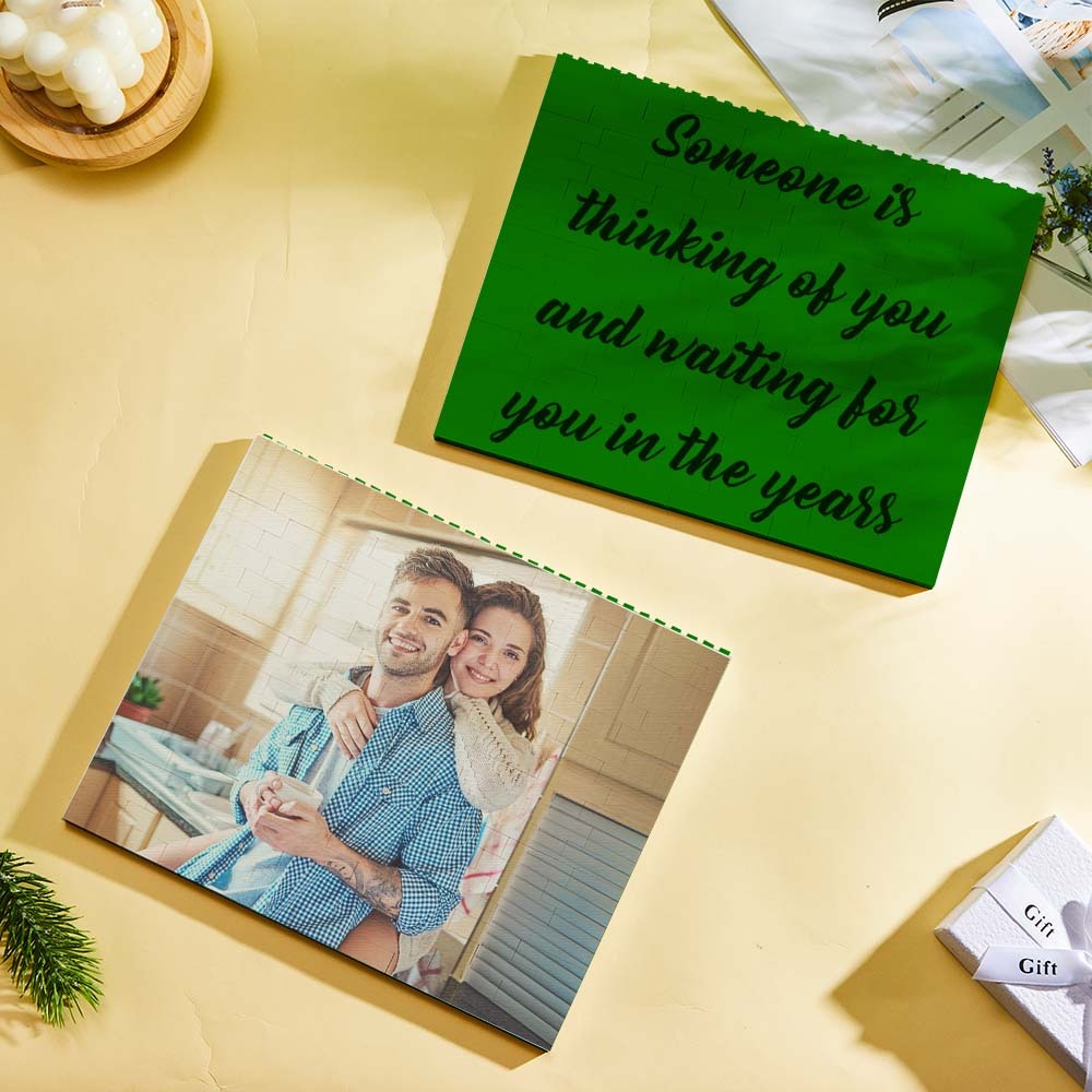 Bloc Photo Personnalisé Horizontal Multicolore En Briques De Construction - Cadeau De Noël - 