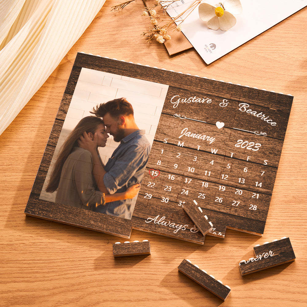 Puzzle De Construction Personnalisé Horizontal En Briques De Construction, Calendrier Photo En Briques, Cadeau D'anniversaire Ou De Saint-valentin - 