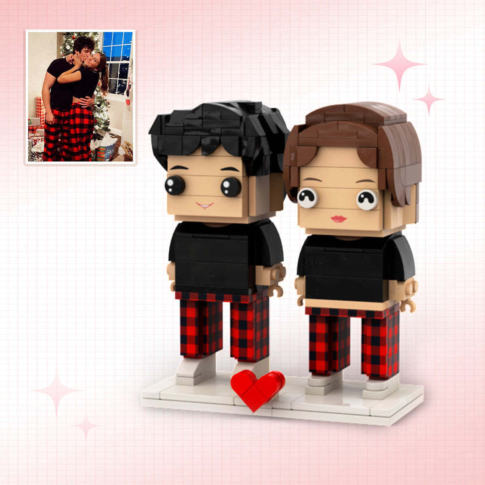Personnalisable Entièrement Corps 2 Personnes Figurines En Brique Personnalisées Costume De Noël Brique Moi Figurines - minebrickfr