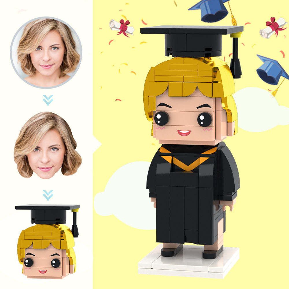 Cadeaux de remise des diplômes Figurines de brique de tête personnalisées Baccalauréat en ingénierie personnalisé Figurines de brique uniforme Petit bloc de particules Jouet - MineBrick